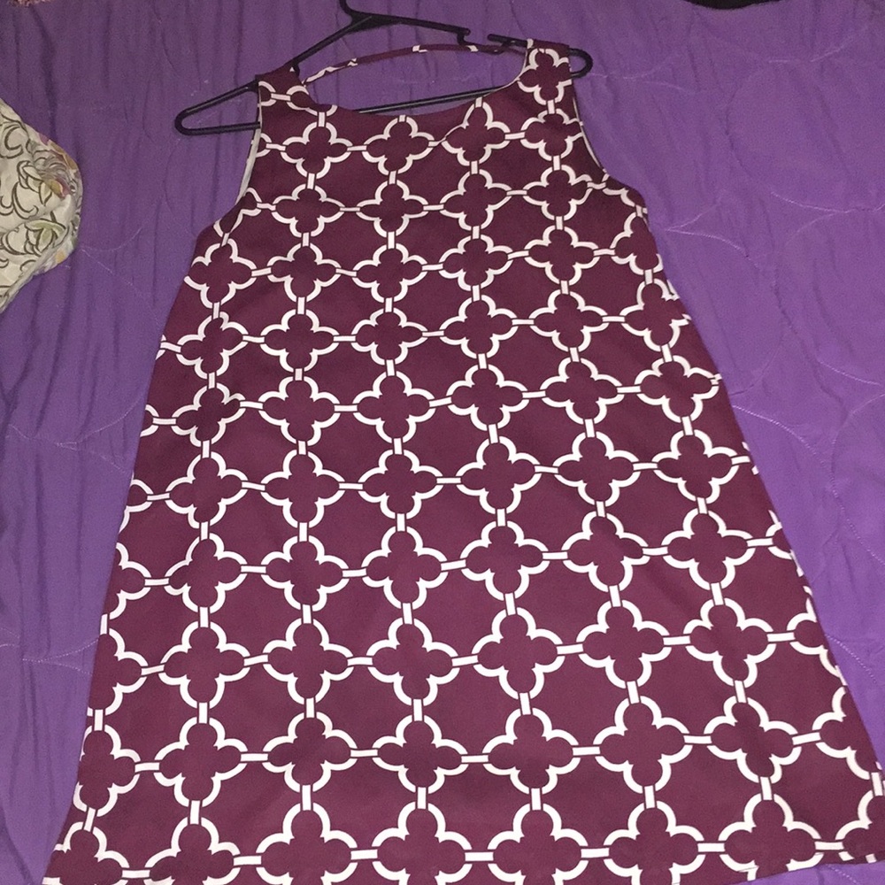 Maroon and white dress